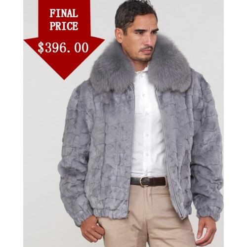 Real Fur Jacket Men 100% Natural Mink Fur Coat Winter Fashion Casual Bomber Jacket With Fox Fur Collar High Quality Outwear