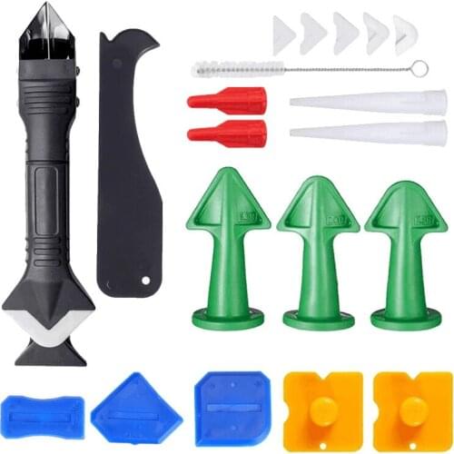 5 in1 Silicone Sealant Remover Set Caulk Finisher Smooth Grout Kits for Glass Glue Angle Scraping Caulking Tools 21pcs
