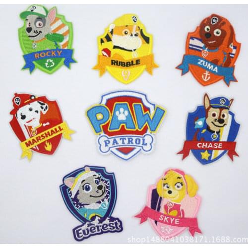 2020 New Paw Patrol Embroidery Patch Applique Iron Cloth SewSupplies Decorative Badges Sticker For Cloth Cartoon Decorative