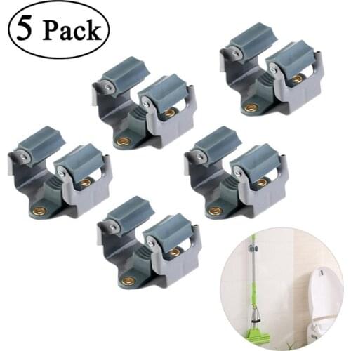New 5pcs Kitchen Storage Organizer Mop And Broom Holder Wall Mounted Garden Storage Rack Position Garage Holds Mop Tool Holder