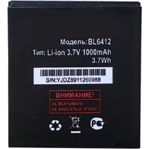 Original size replacement battery 1000mah 3.7v For FLY BL6412 IQ434 IQ 434 era nano 5 mobile phone batteries