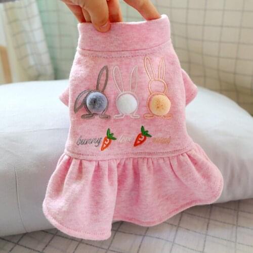 Autumn Dog Clothes Princess Dress for Dogs Teddy Poodle Cartoon Bunny Fur Ball Cute Pink XS S M L XL