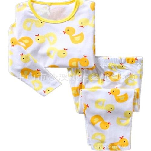 New Duck Boys Pajamas Suits 100% Cotton Children Sleepwear Boy T-Shirts + Pants Sets Kids Nightgown PJS Baby Pyjamas PJS
