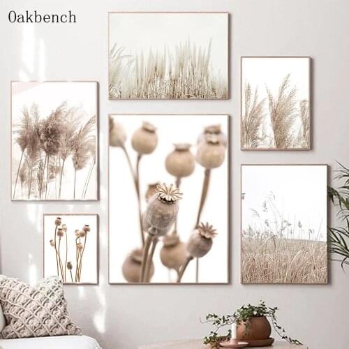 Beige Landscape Posters And Prints Plant Poster Reed Hay Canvas Painting Nordic Art Print Modern Wall Pictures Living Room Decor