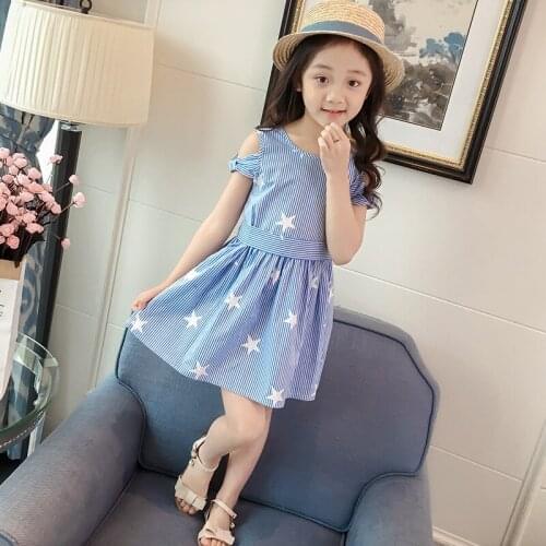 Girls Dress 2018 Summer Princess Dress Children Costume Kids Clothes Bow Star Print Sleeveless Party Dresses Vestidos 4-14Y