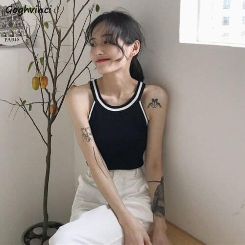 Tanks Tops Women Striped Casual Summer Knitted Camis Sleeveless Tees Off-shoulder Sexy Slim Basic All-match Beach Females Halter