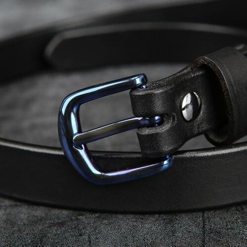 New womens titanium alloy belt buckle womens belt belt leather needle buckle fashionable simple head layer leather belt