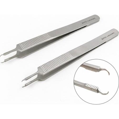 Shanghai Zhonghe Tiangong Skin Suture Forceps 13cm Potbelly Cross-stripe Tweezers Skin Tissue Wound Suture Forceps