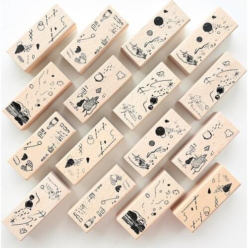 Vintage natural Star Planet Forest rubber seal stamps Wood clear stamps DIY scrapbooking decoration clear stamps stationery