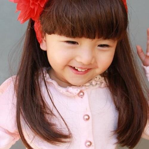 Synthetic Heat Resistant Fiber Straight Child Hair Brown/black Children Wig