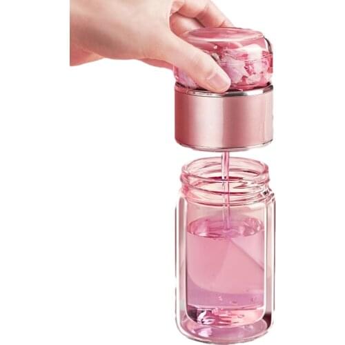 Double Wall Glass Water Bottles Tea Infuser Filter Tea Separation Tumbler Tea Cup Travel Drinkware Glass Bottle Girl Women Gifts