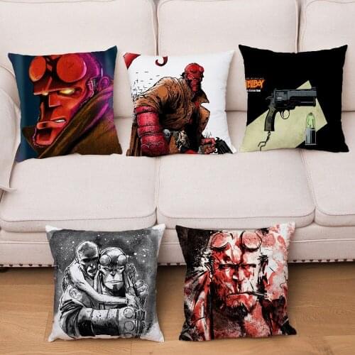 Super Soft Short Plush Cushion Cover HD Cartoon Hellboy Print Pillow Covers 45*45cm Throw Pillows Cases Sofa Home Decor Pillowca