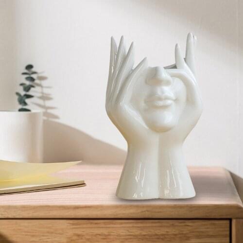 Unique Creative Ceramic Vase Human Face Design Bouquet Flower Vase Flower Arrangement Statue Home Living Room Table Decor