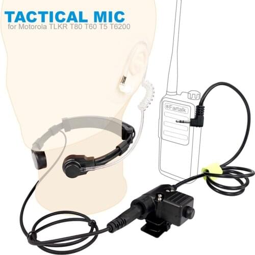 Walkie Talkie Microphone Heavy Duty U94 PTT Neck Throat Mic Earpiece Radio Tactical Headset for Motorola TLKR T80 T60 T5 T6200