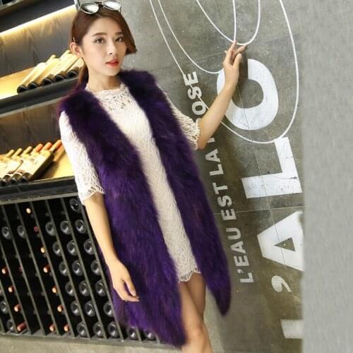 Multi Color Natural Women Winter Real Raccoon Fur Gilet Mixed Genuine Fox Fur Vest Long Top Brand Dropshipping Overcoat ksr859