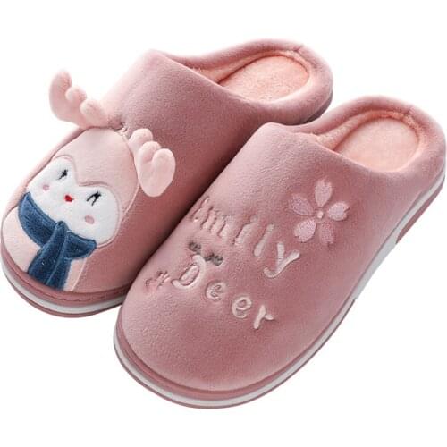 Winter Indoor Slippers Women Cartoon Bedroom Shoes Plus Velvet Home Slippers Fashion Comfortable Warm Slides for Christmas