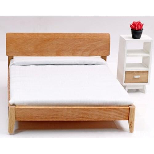 1:12 Scale Dollhouse Wooden Single Bed Mini Furniture Bedroom Decoration