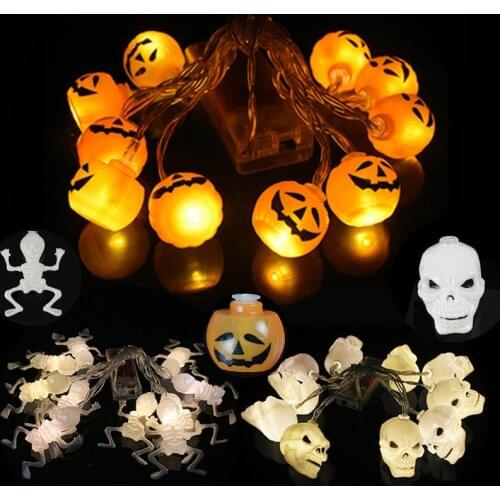 1.5m 10Led Halloween Pumpkin Ghost Skeletons Bat Spider Led Light String Festival Bar Home Party Decor Halloween Ornament