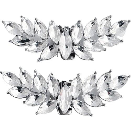 1Pair Rhinestone Bridal Shoe Clips Applique Patch with Beaded Crystal Decoration