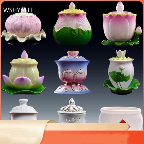 1 pc Chinese Style Buddhism Holy Water Cup Ceramics Guanyin Water Purification Cups Worship Buddha Mugs Buddhist Supplies