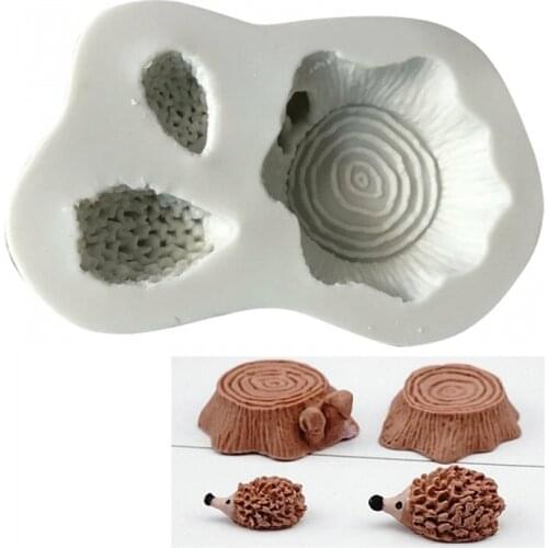 1PC Cartoon Hedgehog Squirrel Tree Stump Baking Pastry Mould Cake Decorating Tools Silicone Mold Chocolate Mould Gumpaste Tools