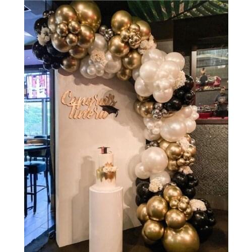 112pcs Pearl White Black Balloons Garland Arch Kit Chrome Gold Silver Ballons For Birthday Baby Shower Wedding Party Decor