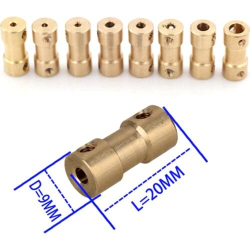 2mm/2.3mm/3mm/3.17mm/4mm/5mm/6/6.35mm Brass Rigid Motor Shaft Coupling Coupler Motor Transmission Connector with Screws Wrench