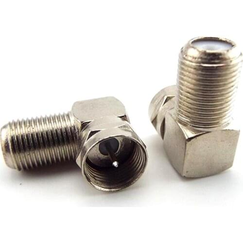 2pcs 90 Degree F-Type Male to Female Plug Connector TV Aerial Antenna Right Angle Adapter Plug To Socket Coax Cable