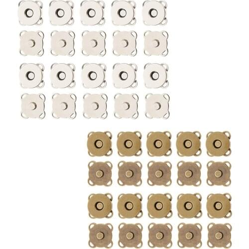 20 Sets 20 Sets 14mm Sew In Magnetic Plum Blossom Bag Button, Snaps, Clasps for Handbag Bags Clothes Craft Sewing