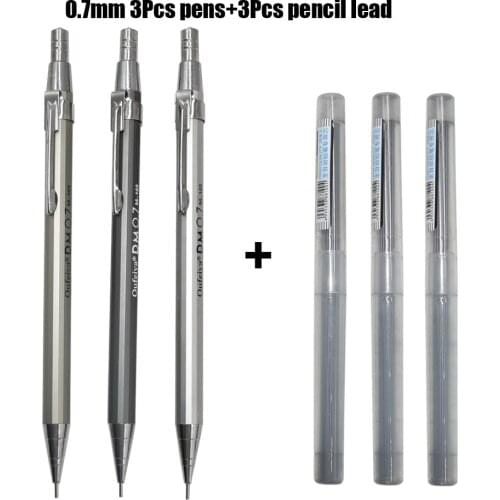 3+3Pcs 0.5mm/0.7mm Plastic Push Automatic Pencil Refill Drawing Pencil Set For Drawing School Gifts Stationery Exam Supplies