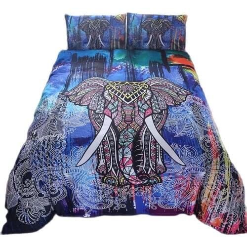 3D 3PCS Beddingset Elephants Wolf Lion Ethnic Style Duvet Quit Cover Pillowcase European Polyester Printed King Bed Cover
