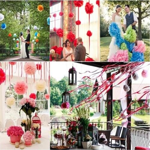 4 pcs large 14 inch =35cm Colorful Tissue Paper Pom Poms Flower Balls Wedding Birthday Party 29 Colors