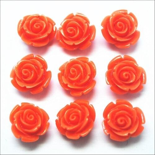 40pcs Orange Rose Flower beads Craft beads Camellia Flower DIY beads Accessories matching beads hot jewelry findings 15mm
