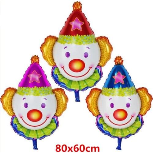 50pcs 80*60cm Clown Head Cartoon Funnyman Foil Balloon Globos Inflatable Classic Toys Kids Birthday Party Decorations Supplies