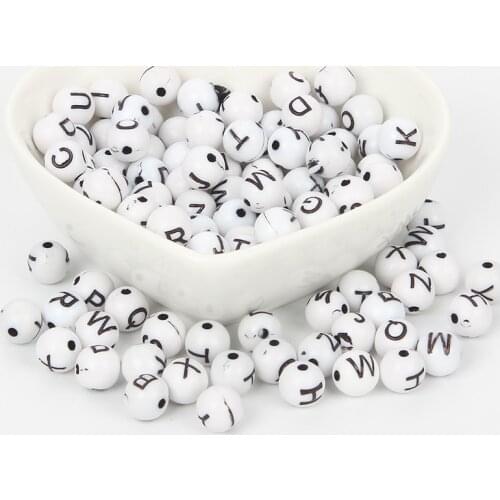 50Pcs Mixed Round Colorful Letter Acrylic Bead For Jewellery Marking Loose Spacer Bead Bracelet Necklace Charm Jewelry Finding