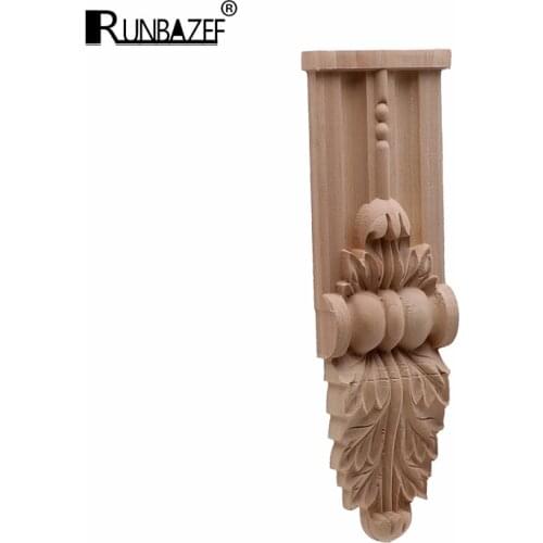 RUNBAZEF Wood Carved Corner Onlay Applique Furniture Wall Unpainted Cabinet Furniture Door Unpainted Frame Stigma Decoration