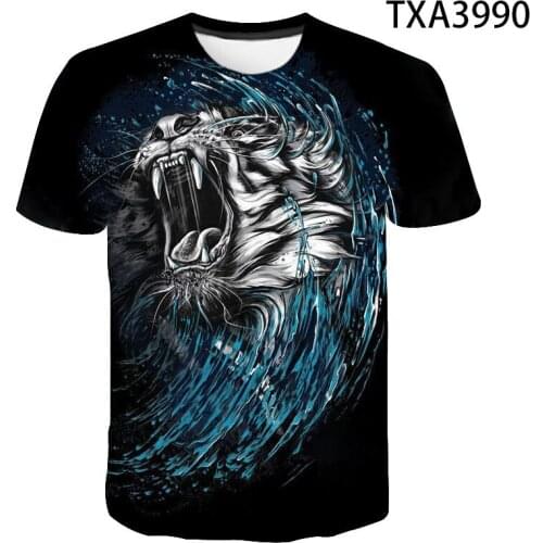 Streetwear Summer Tiger Animal Series Printed 3D T Shirts Casual Men Women Children Cool Short Sleeve Boy Girl Kids Cotton Tops