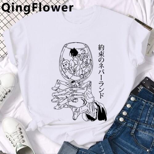 Anime the Promised Neverland top tees men harajuku white t shirt japanese tumblr aesthetic top tees couple clothes white t shirt