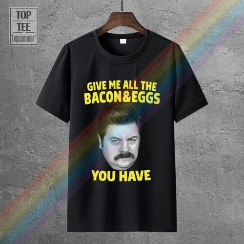 Gildan Parks And Recreation Bacon And Eggs Ron Adult T Shirt