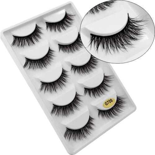 HBZGTLAD 5 pairs Mink Fake eyelashes 3D Natural False Eyelashes Mink Lashes Soft Eyelash Extension Makeup Kit Cilios G700
