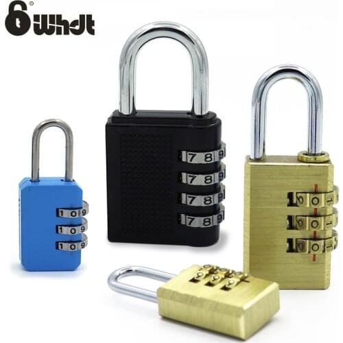 WHDT outdoor waterproof 3/4 digit combination padlock code zinc alloy copper door padlock for gate cabinet drawer suitcase gym