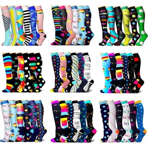 6 Pairs/set Compression Socks Fit Varicose Veins Men Women Outdoor Cycling Football Running Sports Socks Breathable