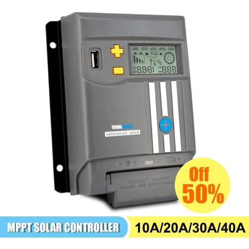 Mppt Solar Charge Controller Solar Panel MPPT LCD Display 10A 20A 30A 40A With WIFI 12V/24V Battery Regulator Dual USB LifePo4
