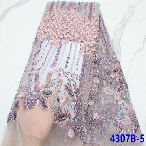 Handmade Lace African French Lace Fabric 2021 High Quality Beaded Ghana Lace For Nigerian Lace Fabrics For Party Dress 4307B