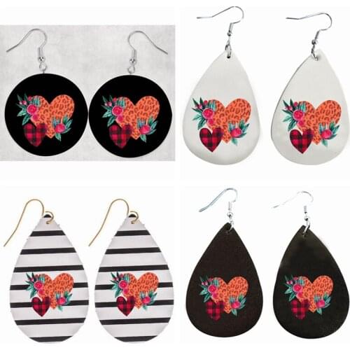 Leopard Valentines Day Heart Earrings Faux Leather Wholesale We Are Now In Stock