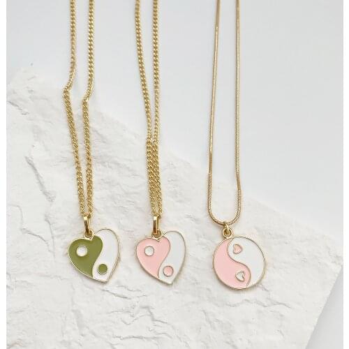 2021 Summer Fashion Tai Chi Round Charm Necklace Yin Yang Balance Heart Pendant Necklace For Women Girls Trendy Jewelry Gift