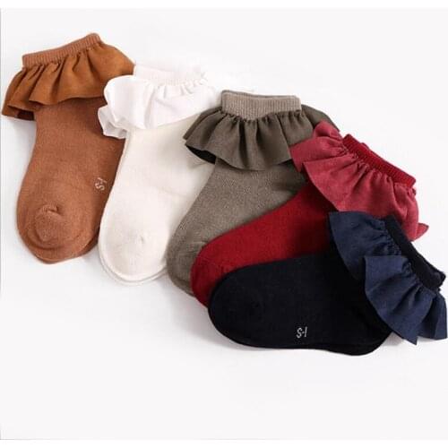 Autumn Winter Baby Girls Socks Children Newborn Toddler Lace Welt Knitted Warm Socks For Little Girls 2-8 Years Old