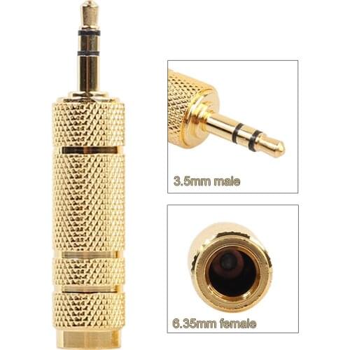 Microphone 6.35 mm Female to 3.5 mm Male Audio Connector Adapter Plug