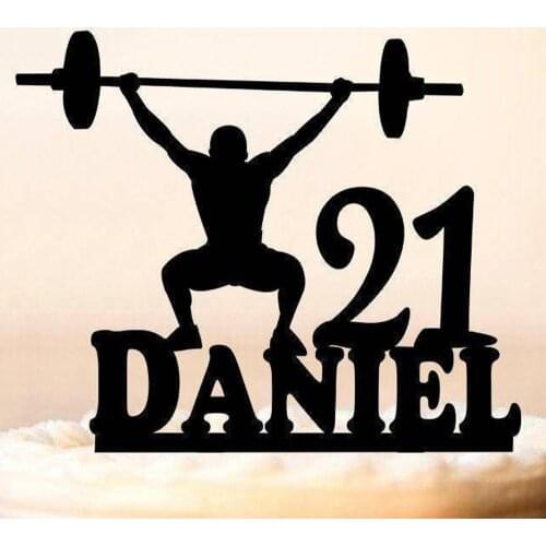 Personalized name Muscle man Happy birthday cake topper,Sports men silhouette cake topper, Bodybuilder birthday Party topper