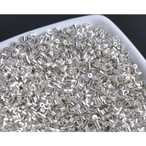16g 1000X 2*3mm AB Silver Plated Opaque Tube Loose Spacer Beads Cezch Glass Seed Beads Handmade Jewelry Making DIY Garment Bead
